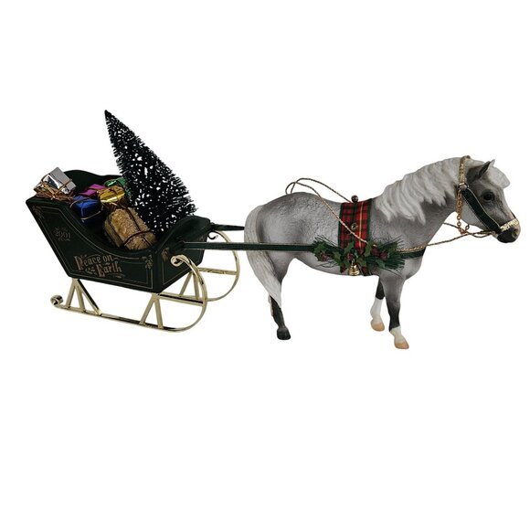 Vintage Breyer Horse & Sleigh Christmas Decoration Set "Peace On Earth" 2001 - Picture 1 of 7